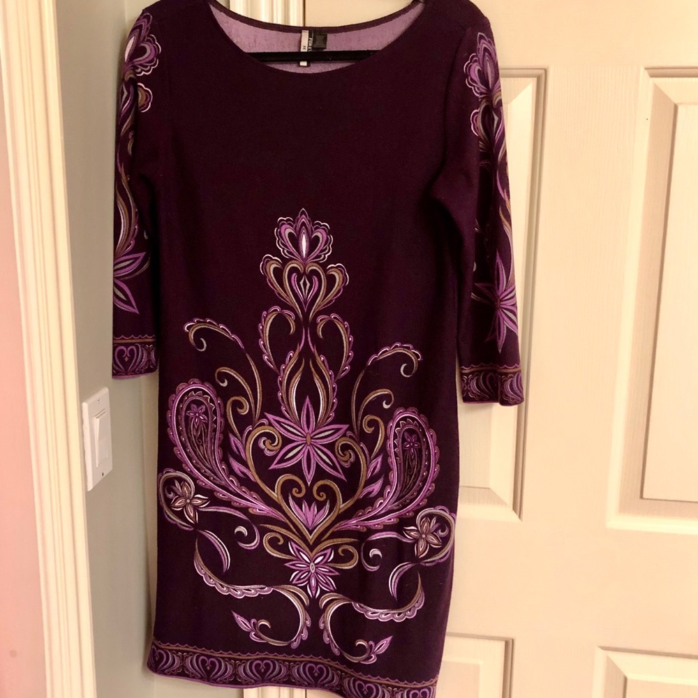 💐 Forever plum patterned sweater dress